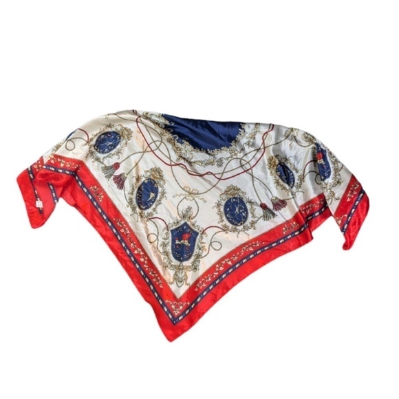 Unbranded Classic Red & Blue Satin Scarf - Picture 3 of 4